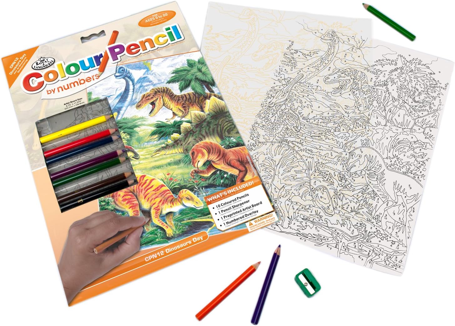 Royal & Langnickel Colour Pencil by Numbers Dinosaurs Day Designed Painting Set, Blue, 10 - Image 3