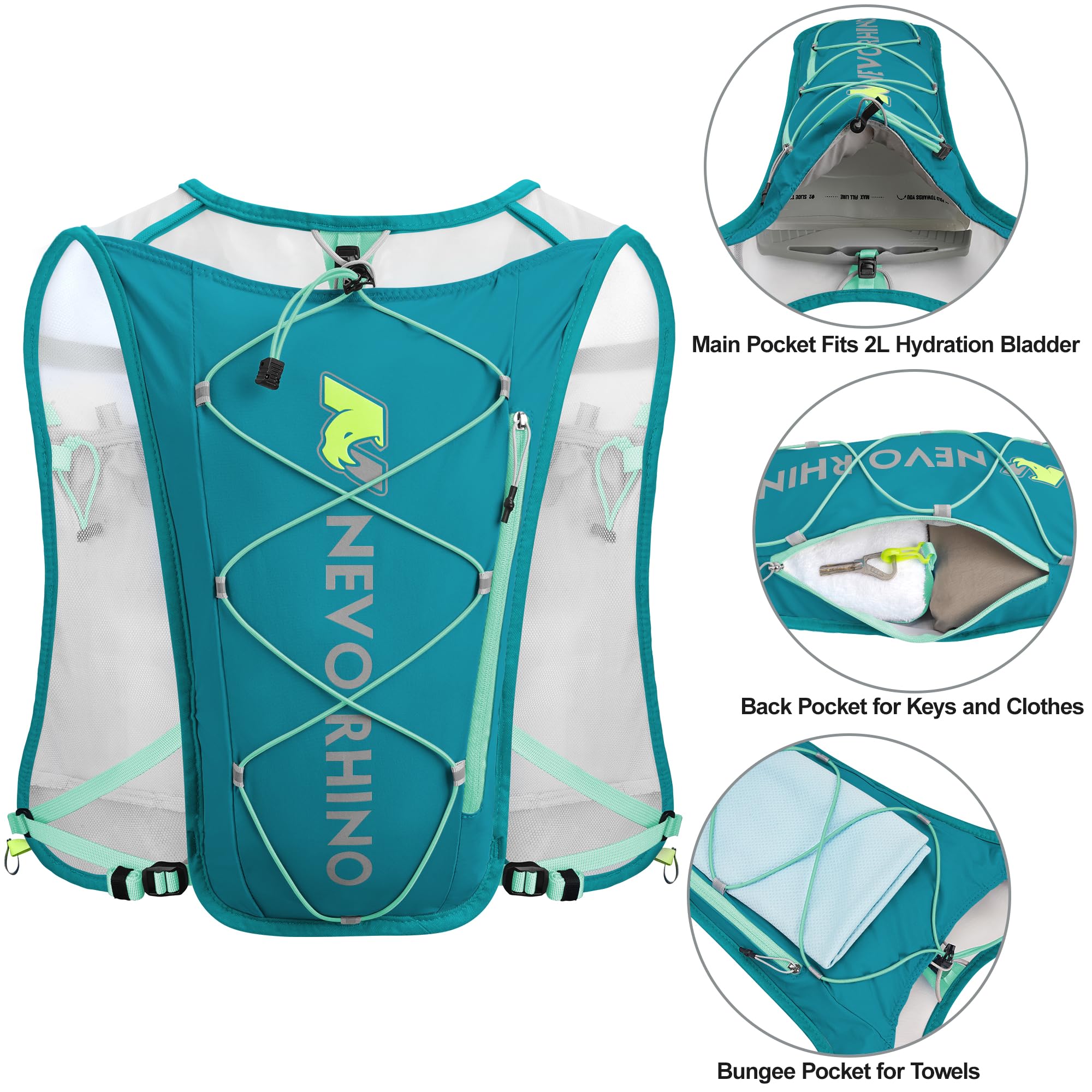 Waterproof Running Vest, 5.5L Breathable Running Hydration Vest with 1.5L Water Bladder, Water Vest for Hiking, Trail Marathon Race, Ideal for Women and Men