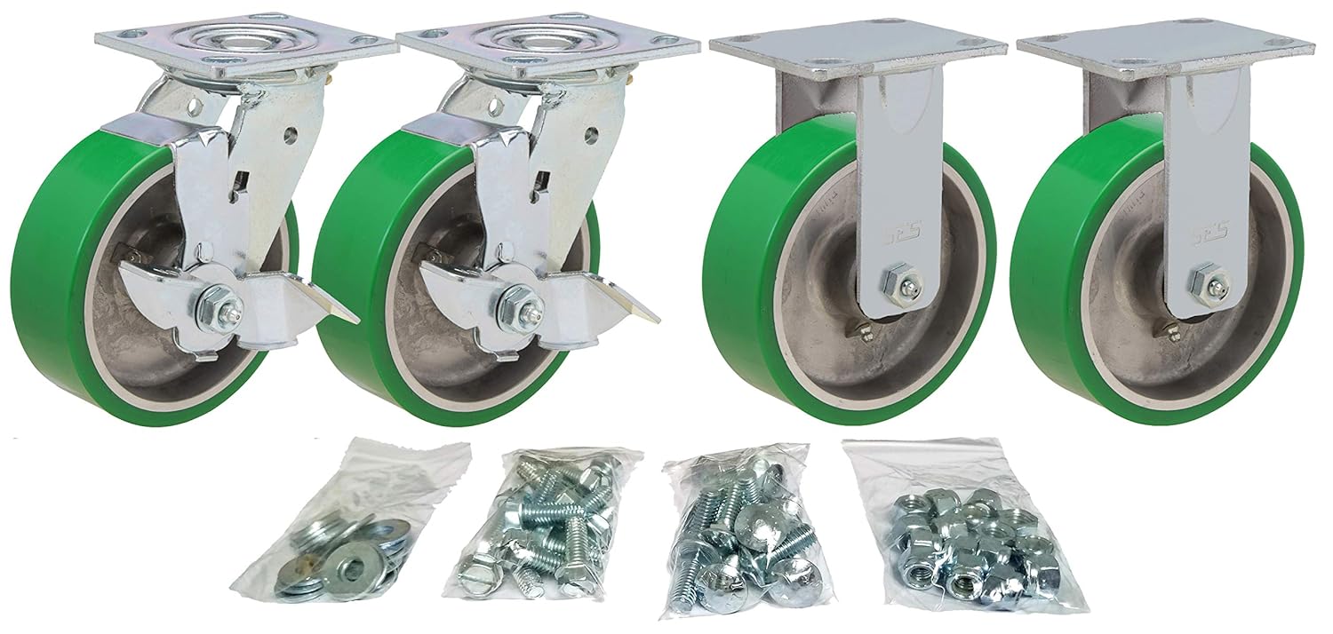 Toolbox Caster Set 6" Polyurethane for Greenlee, Knaack and Other Job