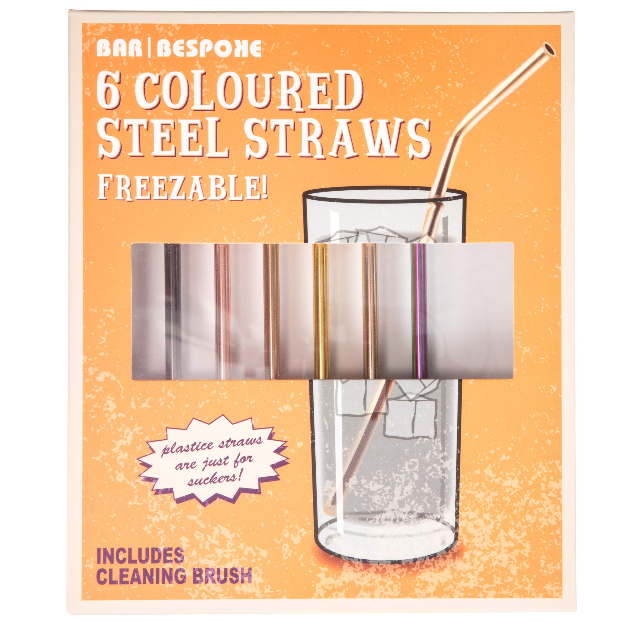 Bar Bespoke Coloured Steel Straws 6 Pack