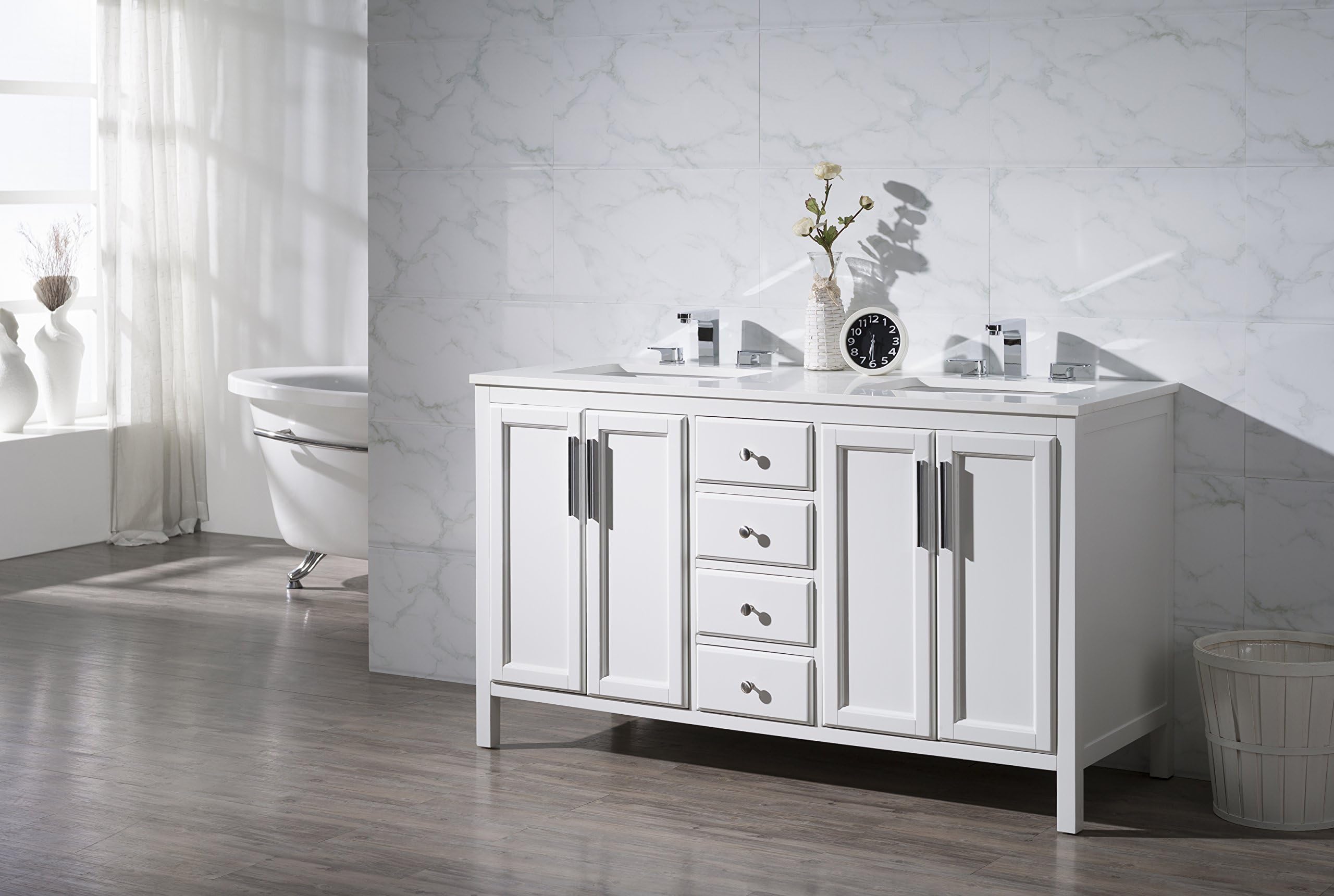 Stufurhome TY-6262-59-Q Emily Double Sink Bathroom Vanity Set, 59 in. W x 22 in. D x 33.5 in. H,