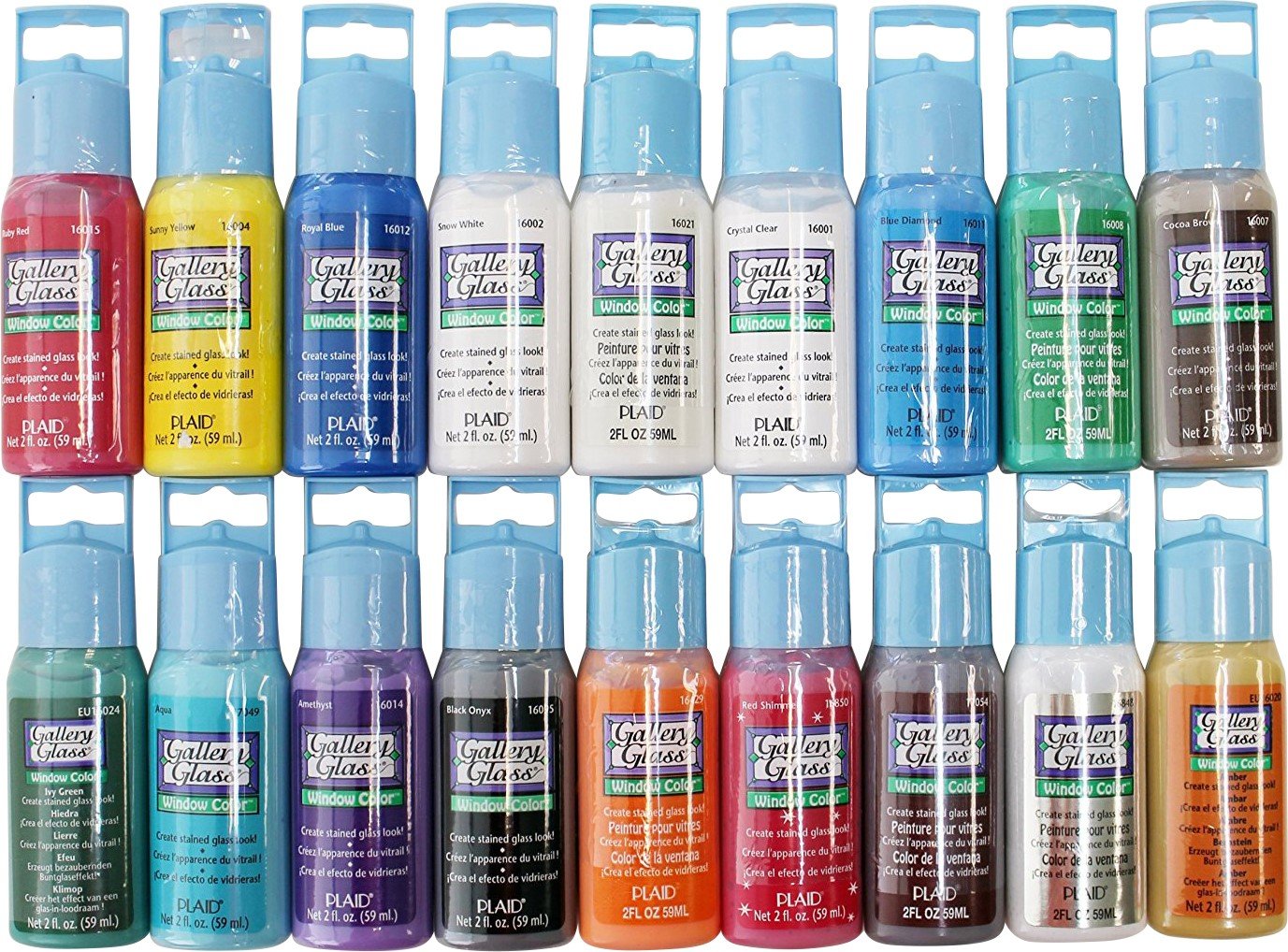 Plaid Gallery Glass Window Color Paint Set (2Ounce), PROMOGGI (18