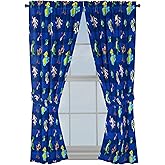 Jay Franco Kids Window Drapes - 4 Piece Curtain Set Includes 2 Tiebacks, Beautiful Bedding Room Décor and Easy Set Up, Blue - Toy Story, 63 Inch