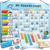 LIKARTO Magnetic Reward Chart for Kids with 280 Magnets - Behavior Chart for Kids at Home - Responsibility Reward Chart - Chore Chart - Visual Schedule - Ideal for Ages 3-9, Autism, ADHD - Blue