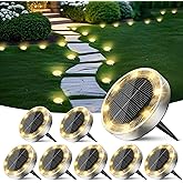 Peasur Solar Ground Lights Outdoor, 8 Pack Flat Solar Powered Disc Lights, IP68 Waterproof, Anti-Rust, Landscape Lighting for