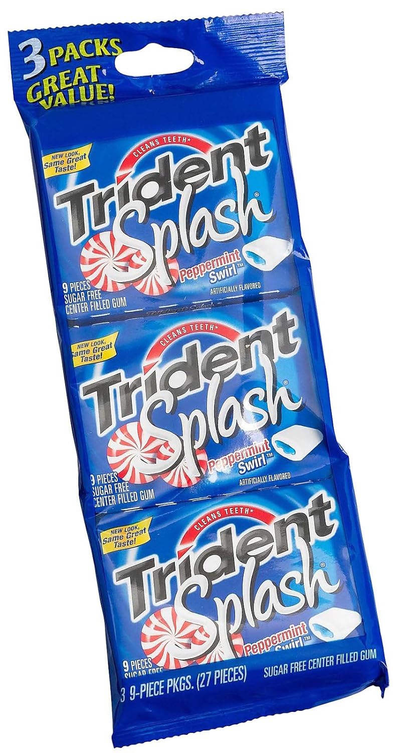 Trident Splash Peppermint Swirl Sugarfree Chewing Gum 3 x 9 Piece Multipack Amazon.co.uk Grocery