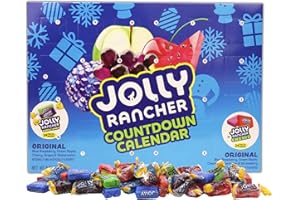 GALERIE Christmas Jolly Rancher Countdown Advent Calendar, Assorted Fruit Chews and Hard Candies Inside, 24 Day Holiday Activity, 8.82 Ounces