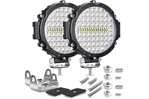 SAN YOUNG 7 Inch Round LED Off Road Lights, 120W 10000lm LED Work Lights for Truck Jeep ATV UTV RV SXS Offroad Car Driving Headlight, Off-Roading Fog Tractors Lights Flood Spot Beam, 2 Pack