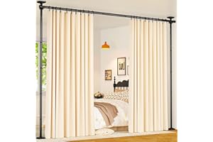 Goovilla Room Divider for Room Separation, Tension Curtain Rods No Drilling, 4-10ft(H) 28-70inch(W) Adjustable Temporary Privacy Wall Divider, Heavy Duty Freestanding Space Partition Separator, Black