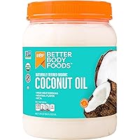 BetterBody Foods Naturally Refined Organic Coconut Oil with Neutral Flavor and Aroma, Non-GMO, Cooking Oil, 56 oz