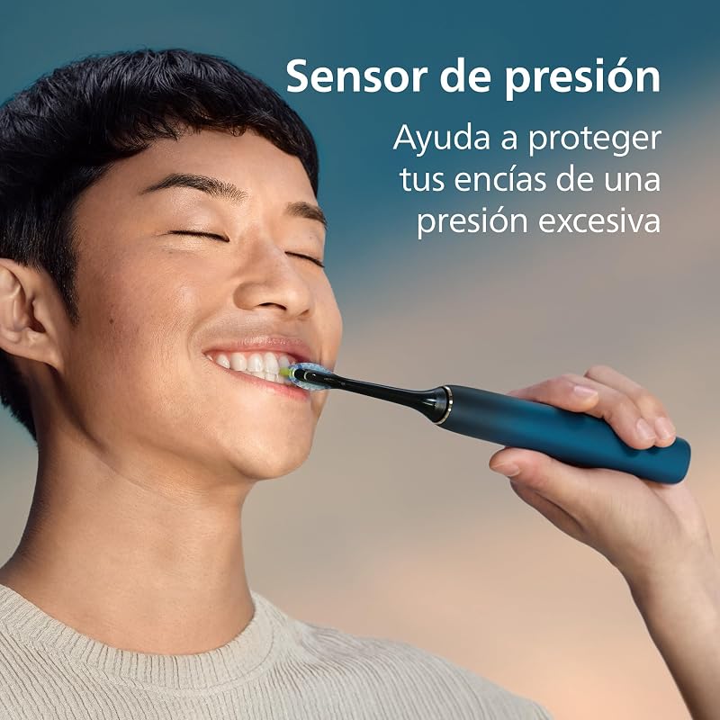 Sonicare DiamondClean 9000, cepillo dental eléctrico, edición especial, cepillo dental sónico con aplicación, sensor de presión, soporte de carga, color aguamarina, modelo HX9911/89