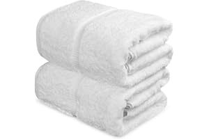 Towel Bazaar Premium Cotton Super Soft and Absorbent Turkish Towels (2-Piece Bath Sheet Towel, White)