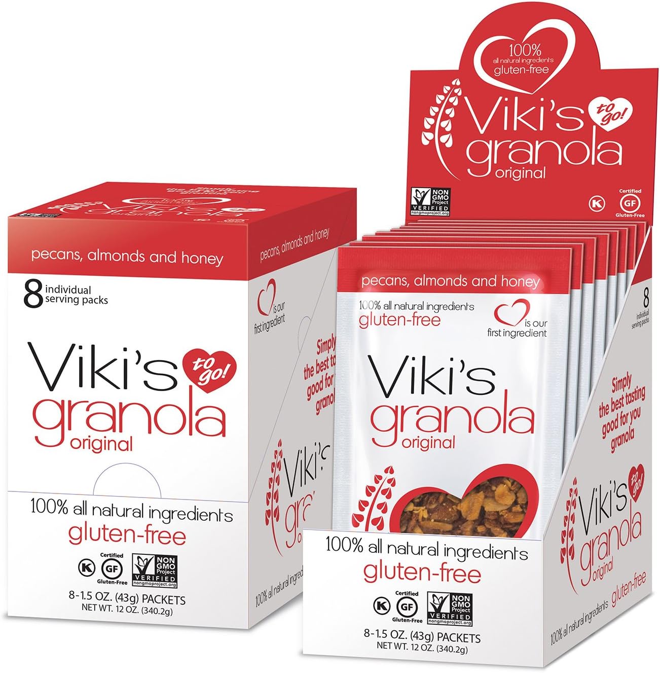 Viki’s Granola Grab and Go Original, Gluten Free, Non-GMO, 1.5-ounce bag, 8 Count (Pack of 4)