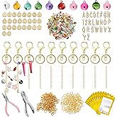 Qrhky 276PCS Lip Gloss Charms Keychain Kit, DIY Keychain Making Kit with Pink Enamel Alphabet Charms, Chains and Bells, Great Gift for Girls and Teens, Ideal for Class Projects & Party Crafts
