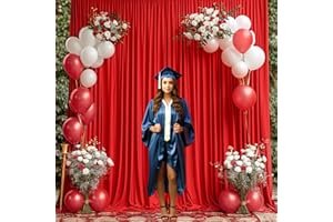TAO-GE 10x10 Red Backdrop Curtain for Parties Wedding Wrinkle Free Red Photo Curtains Backdrop Drapes Fabric Decoration for Birthday Party Baby Shower Christmas 5ft x 10ft,2 Panels