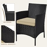 Yaheetech 3-Piece Rattan Garden Set with Cushions Black Khaki view 4