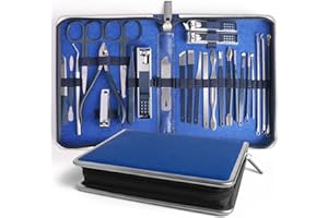 UMEINAC TECH Manicure Set Men Women Nail Grooming Kit, Professional Manicure Kit Pedicure Kit 26 In 1 Nail Clipper Set Nail Care Tools Kit With Travel Case- Blue