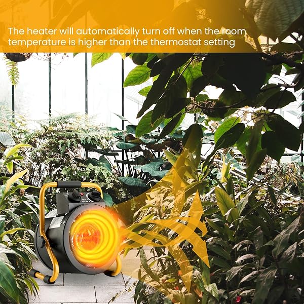 LHUKSGF GREENHOUSE HEATER WITH DIGITAL THERMOSTAT, GROW TENT HEATERS, OVERHEAT PROTECTION, FAST HEATING FOR GREEN HOUSE, FLOWER ROOM, YELLOW-BLACK