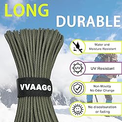 VVAAGG 1000lb Black Paracord Rope 100FT Nylon Heavy