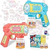 Toys for 3+ Year Old Boys Girls: 2 Pack Bubble Gun Machine with Bubble Solution, Kids Toys for Ages 3-5 4-6 5-7, Outdoor Outside Toy for Kids Ages 4-8, Gifts for 3 4 5 6 7 8 Year Old Boys Birthday