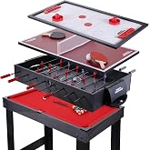 Sports Illustrated - 35" 4-in-1 Multi-Game Table &ndash; Foosball, Air Hockey, Table Tennis &amp; Billiards Combo Set with Accessories for Kids, Teens &amp; Family Game Nights