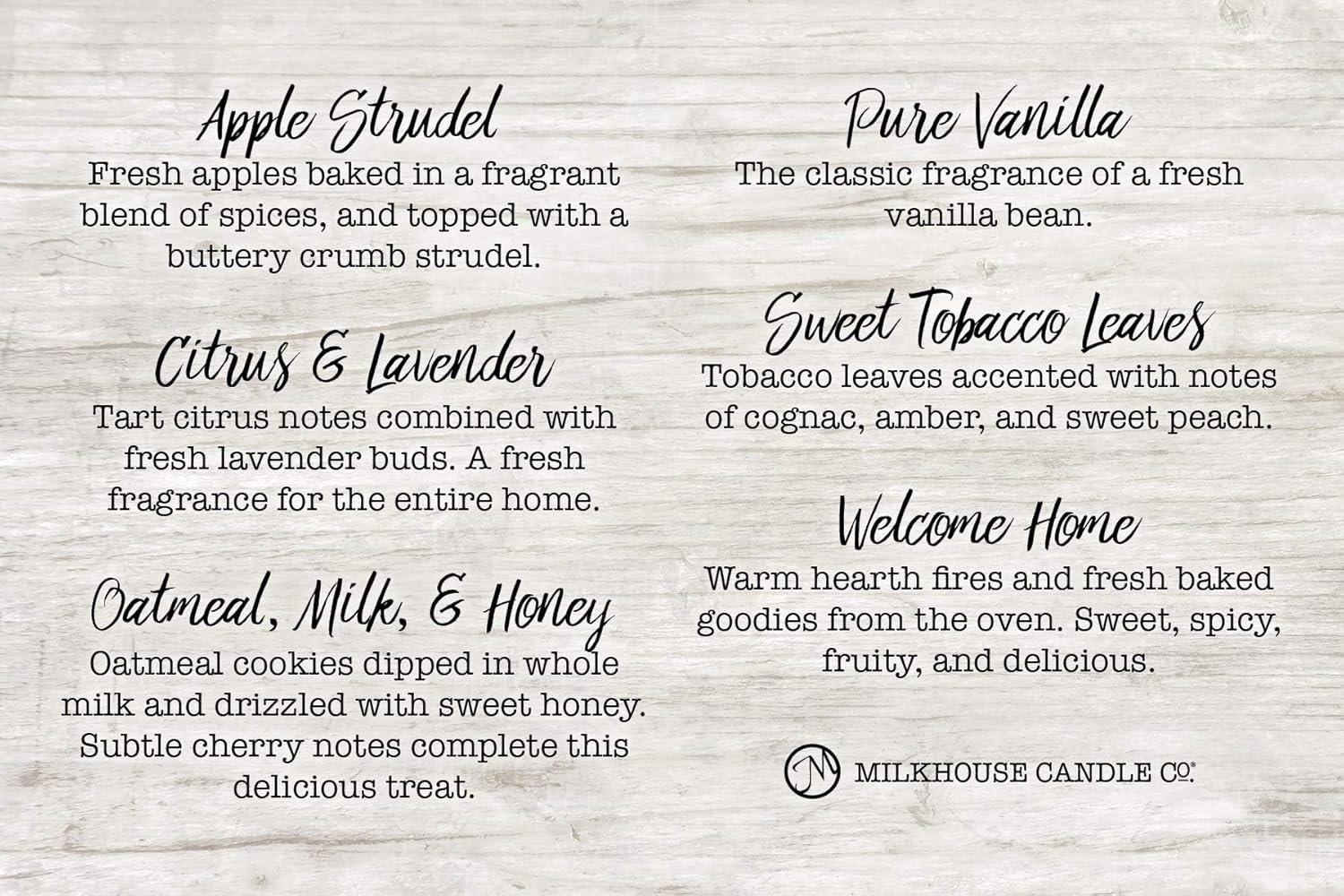 Milkhouse Candles Variety Fragrance Melts - Apple Strudel, Citrus & Lavender, Oatmeal, Milk & Honey, Pure Vanilla, Sweet Tobacco Leaves, Welcome Home, 6 Pack: Home & Kitchen