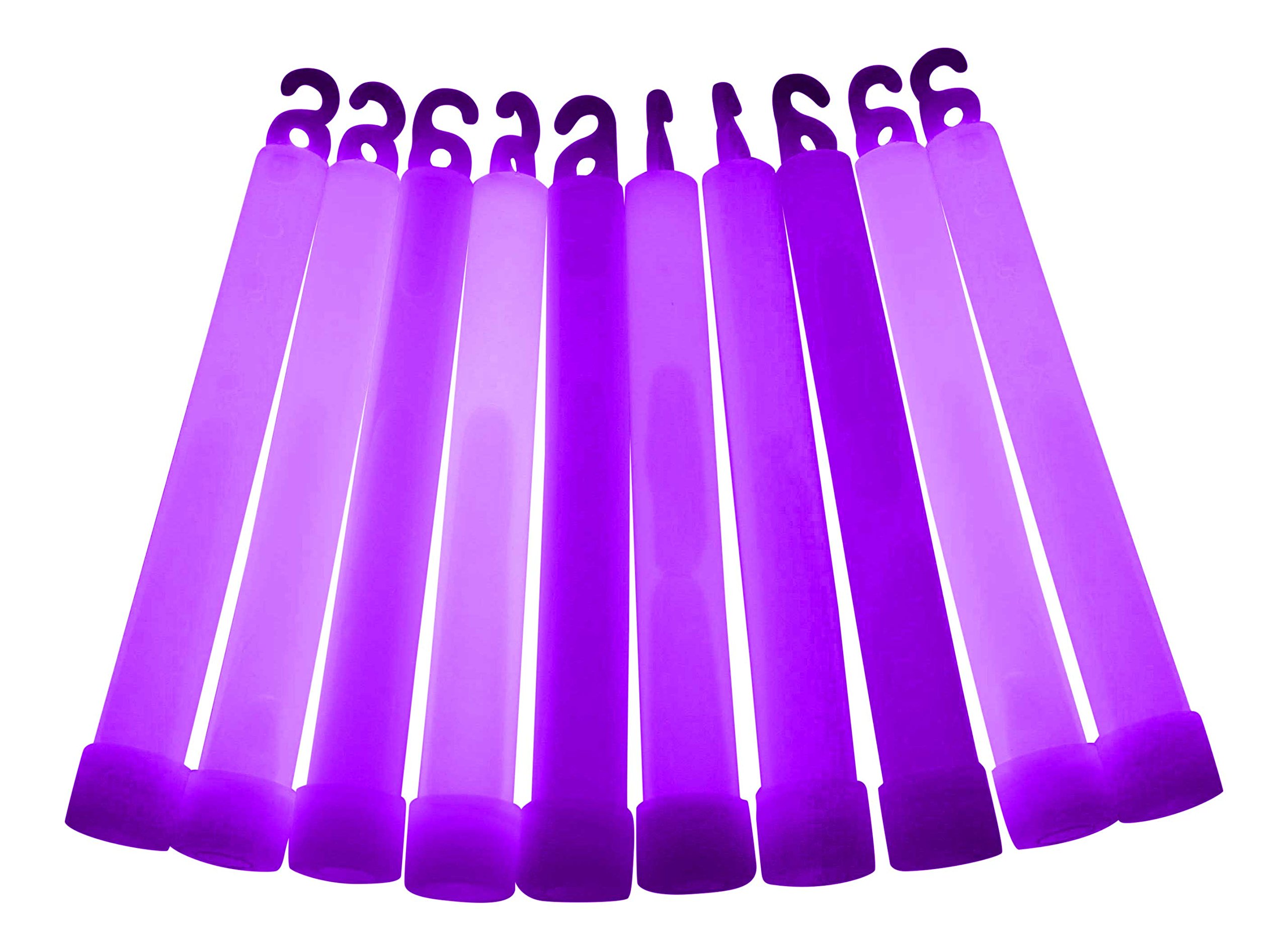 6 inch Premium (15mm) Glow Sticks (10 Pack, Purple)