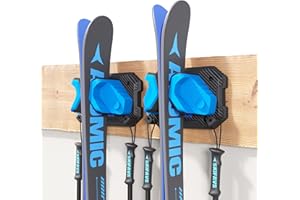 SKIFAVS Ski & Snowboard Wall Rack for Garage Wall Fits Any Ski/board, Ski Wall Mount Holders Damage-Free Storage Rack, Garage Organization Space-Saving Winter Gear Organizer, Blue, 2 Pack