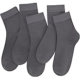 SERISIMPLE Women Thin Viscose Bamboo Socks Crew Lightweight Above Ankle Casual Dress Sock For Ladies Bootie Trouser 5 Pairs