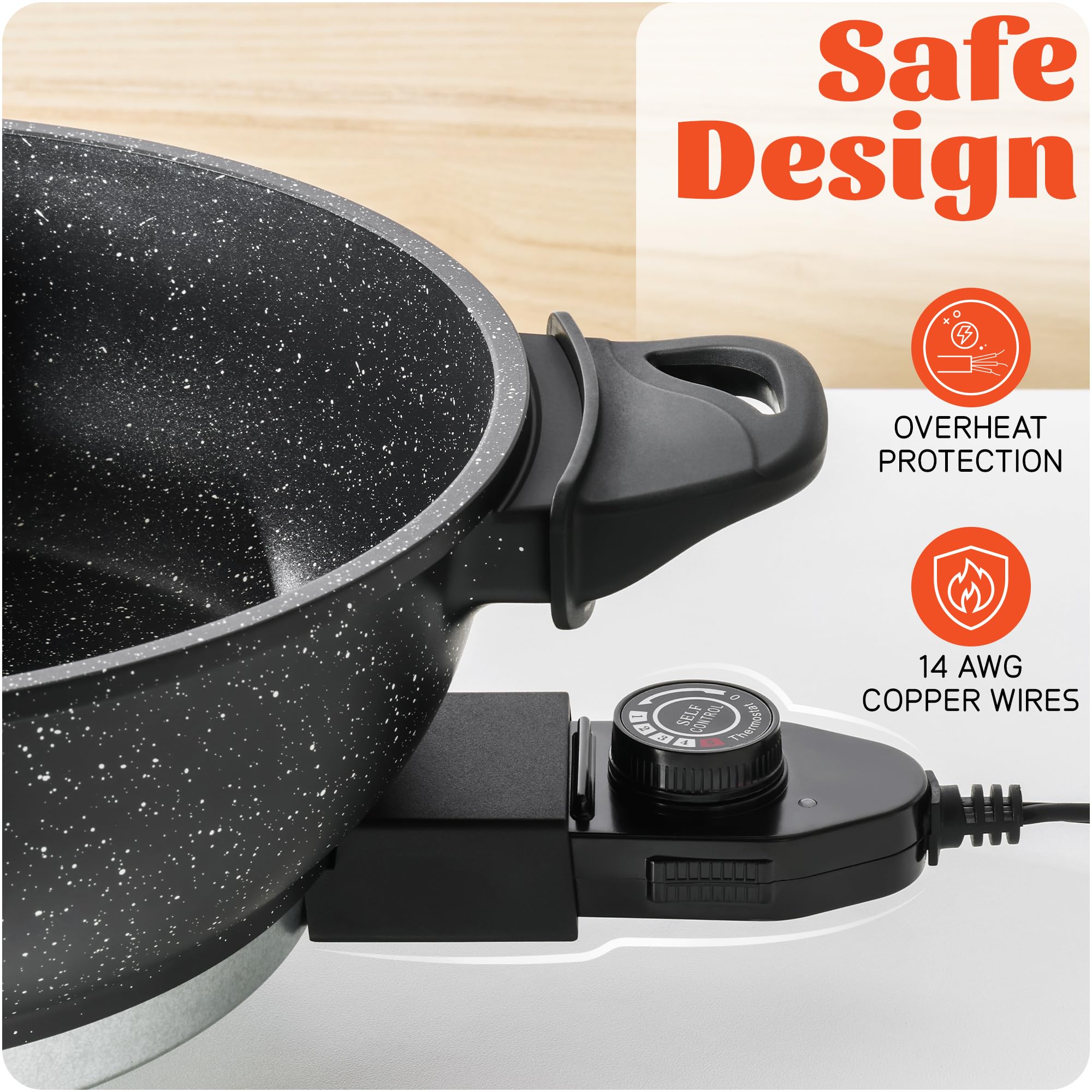 4.5 QT Electric Hot Pot with Divider - Dual-Flavor Shabu Shabu Pot with Slow Cooker Function, 1500W, Ideal for Family Meals & Social Gatherings, Black