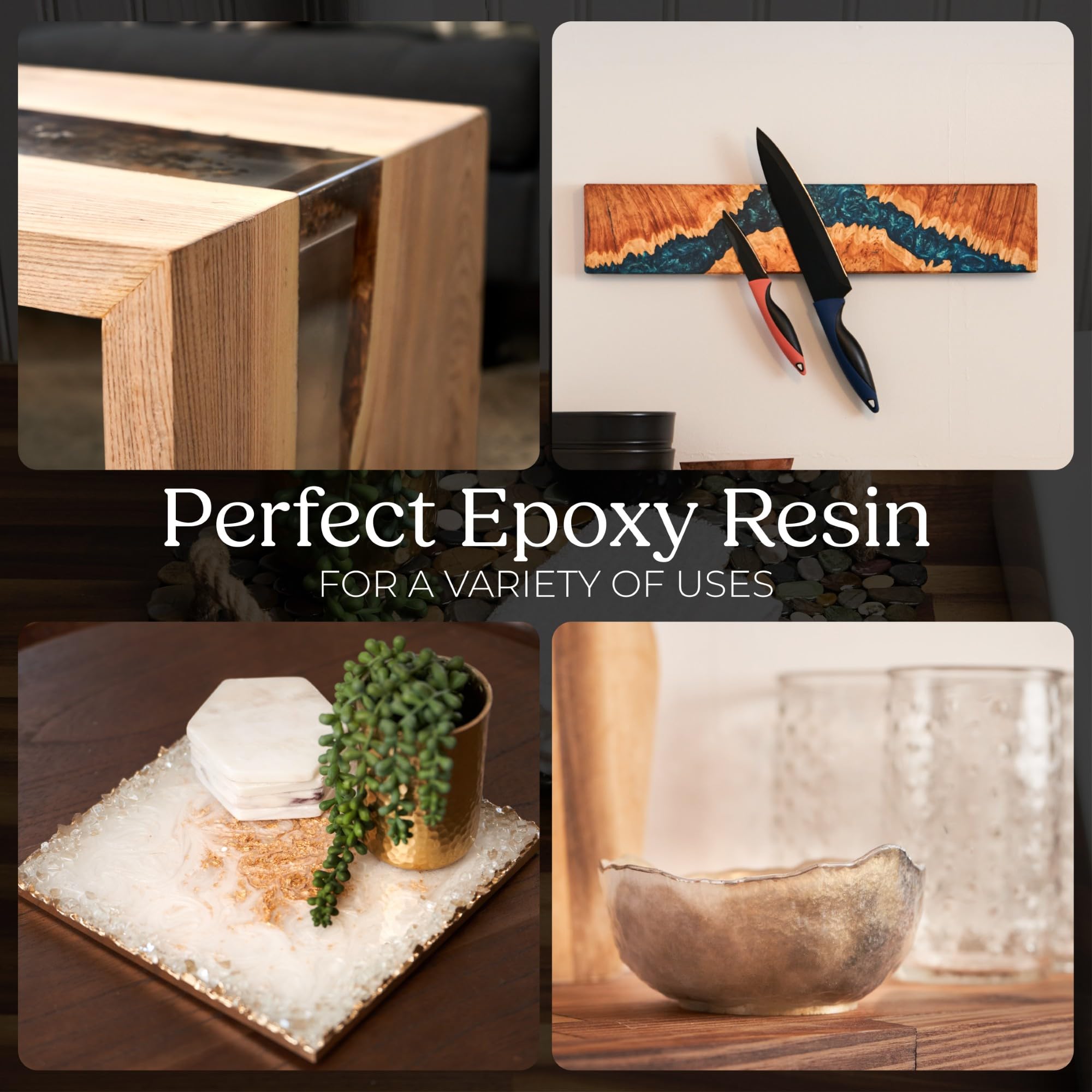 Promise Epoxy Epoxy Resin Kit 16 Oz-Crystal Clear, UV Resistant, Self Leveling, Food Safe for Table Top, Arts & Crafts, Wood Casting, Jewelry Making, Use with Mica Powder, Silicone Molds, Alcohol Ink