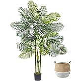 Warmplants Artificial Palm Tree, 7ft Fake Areca Palm Plant with Basket, Large Faux Phoenix Palm UV Resistant Plants for Indoor Outdoor Home Garden Patio Office Décor