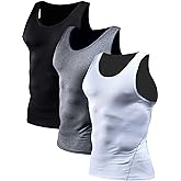 NELEUS Men's 3 Pack Athletic Compression Under Base Layer Sport Tank Top