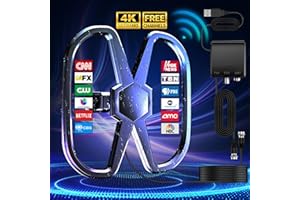 YINSHEEPQ7 TV Antenna Support 2 TVS, 1700+ Miles Range Digital TV Antenna for Smart TV, Outdoor/Indoor HD Antenna 360° Reception Local Channels-Support 8K 4K 1080p,Amplifier Signal Booster Antenna-Long Cable