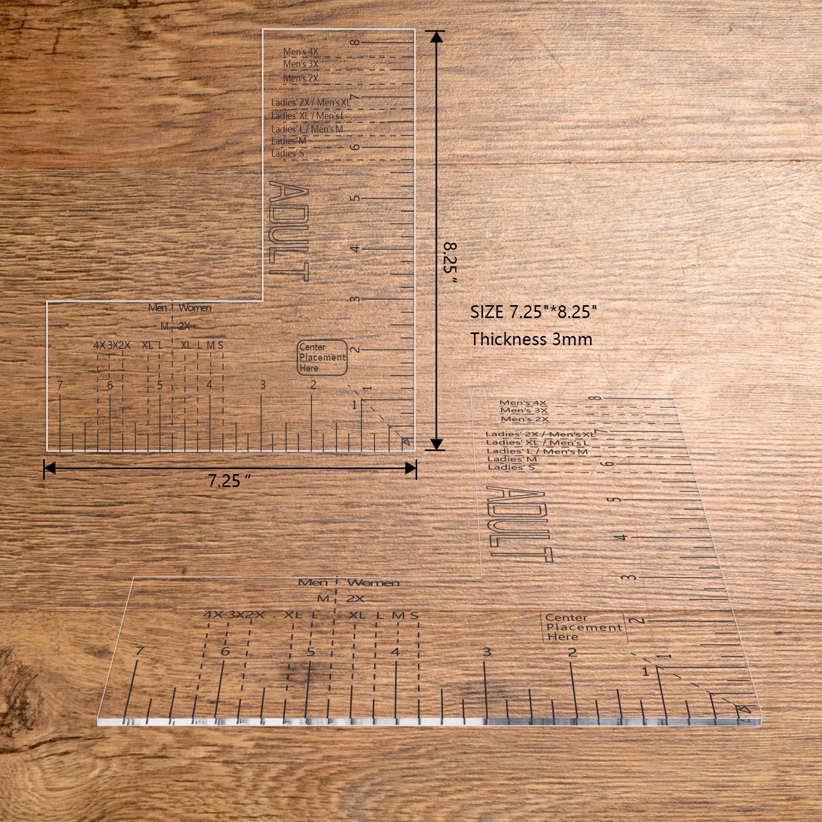 Left Chest Logo Placement Tool for Heat Press, Embroidery Placement Ruler, Acrylic Tshirt Ruler for Pocket Prints