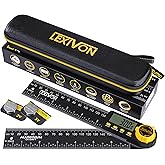 LEXIVON Aluminum Digital Angle Finder Gauge, 7-inch/180mm Multi-Purpose Protractor, Includes XL Display and Rugged Zippered P