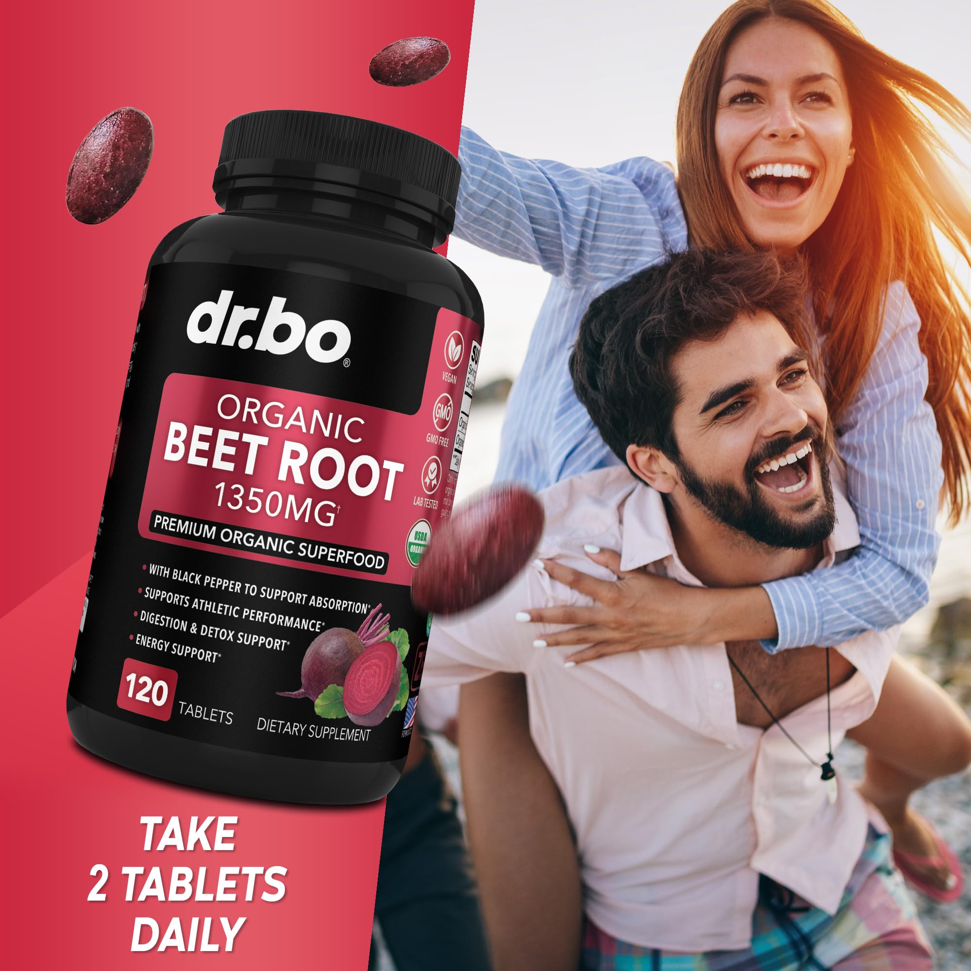 Organic Beet Root Capsules Supplements - 1350mg Beetroot Powder Extract Pills, Organic Beet Root Powder Supplement, Super Nitric Oxide Beets High Circulation Total Vitamins Support - 120 Beets Tablets