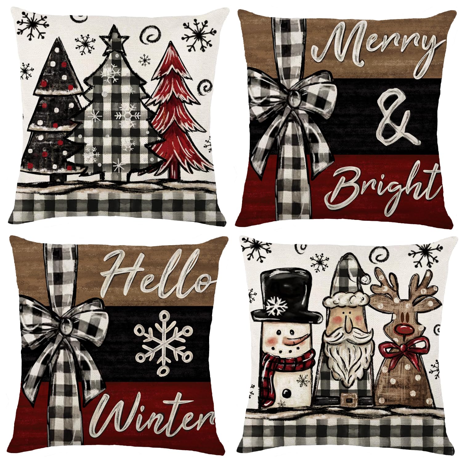 Photo 1 of * only comes with two *
Heirloom Haven Christmas Throw Pillow Covers Set of 4?18x18 Inch Xmas Trees Snowman Santa Elk Buffalo Plaid Merry Christmas Winter Holiday Farmhouse Decorative Cushion Case for Sofa Couch Decor