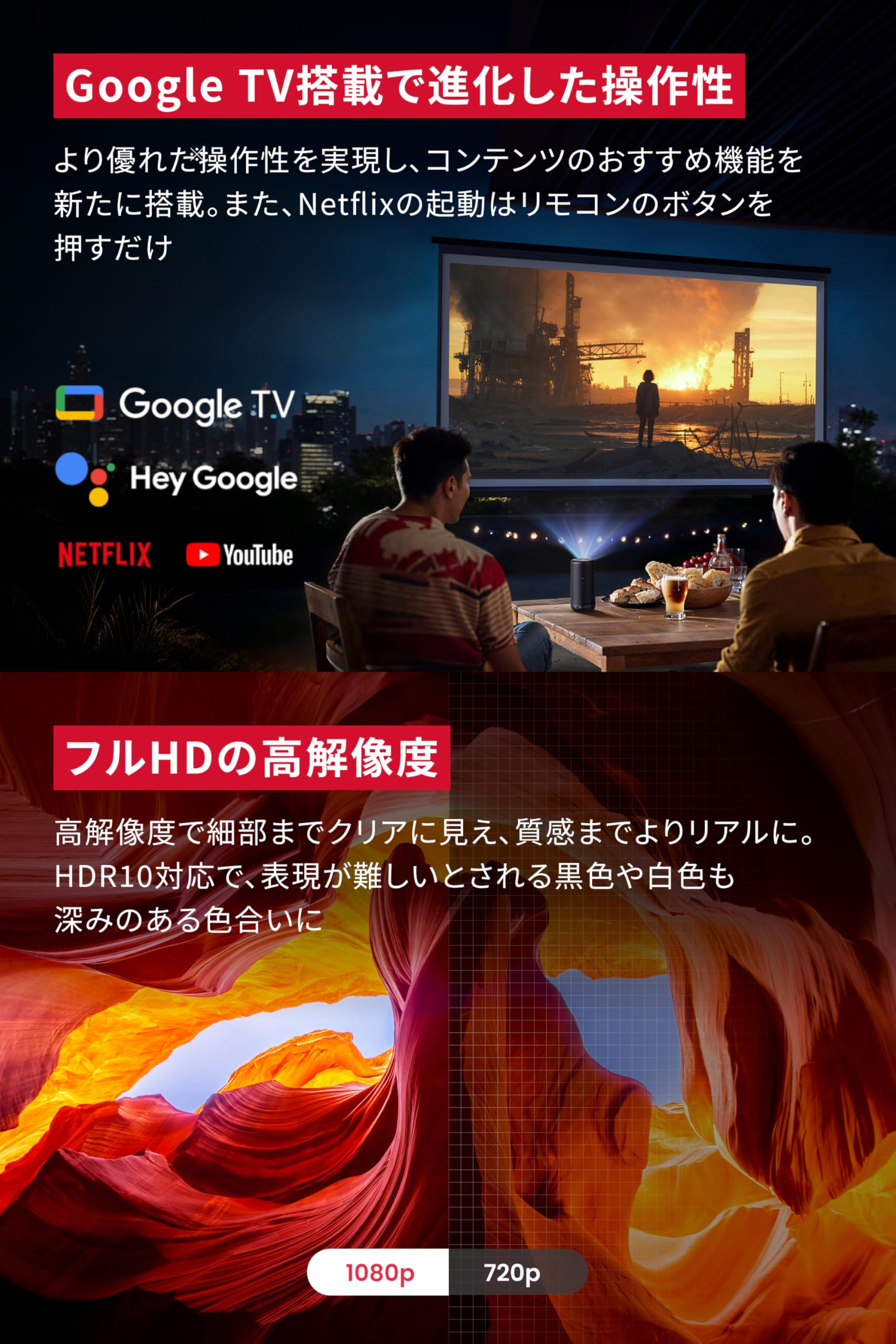 Anker Nebula Capsule 3 (Mobile Projector with Google TV) [Full HD / 200ANSI Lumens / Up to 120