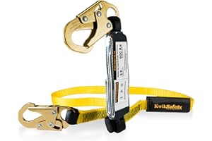 KwikSafety - Charlotte, NC - TAIPAN 6’ Single Leg Flat Safety Lanyard [1 PACK] External Shock Absorber ANSI Tested OSHA Compliant Fall Restraint Protection Equipment Construction PPE Roofing Gear