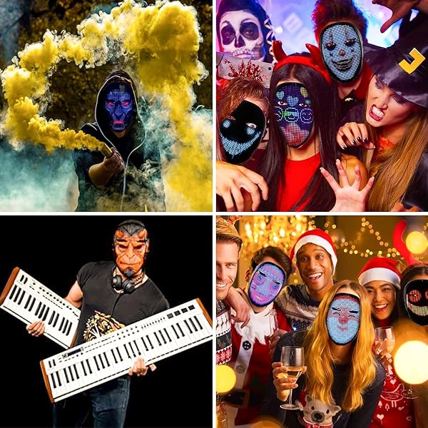 FUNLE LED MASK FACE TRANSFORMING, APP-CONTROLLED LIGHT UP MASK WITH GESTURE SENSING, DIY CUSTOM DISPLAY, RECHARGEABLE LED MASK FOR HALLOWEEN, PARTY & COSPLAY