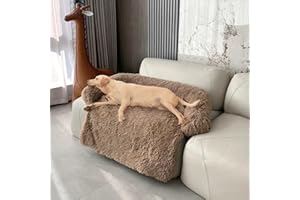 UCCY Calming Dog Beds for Extra Large Dogs Fluffy Plush Couch Cover for Dogs with Removable Washable Cover for Furniture Protector(XL, Light Brown)
