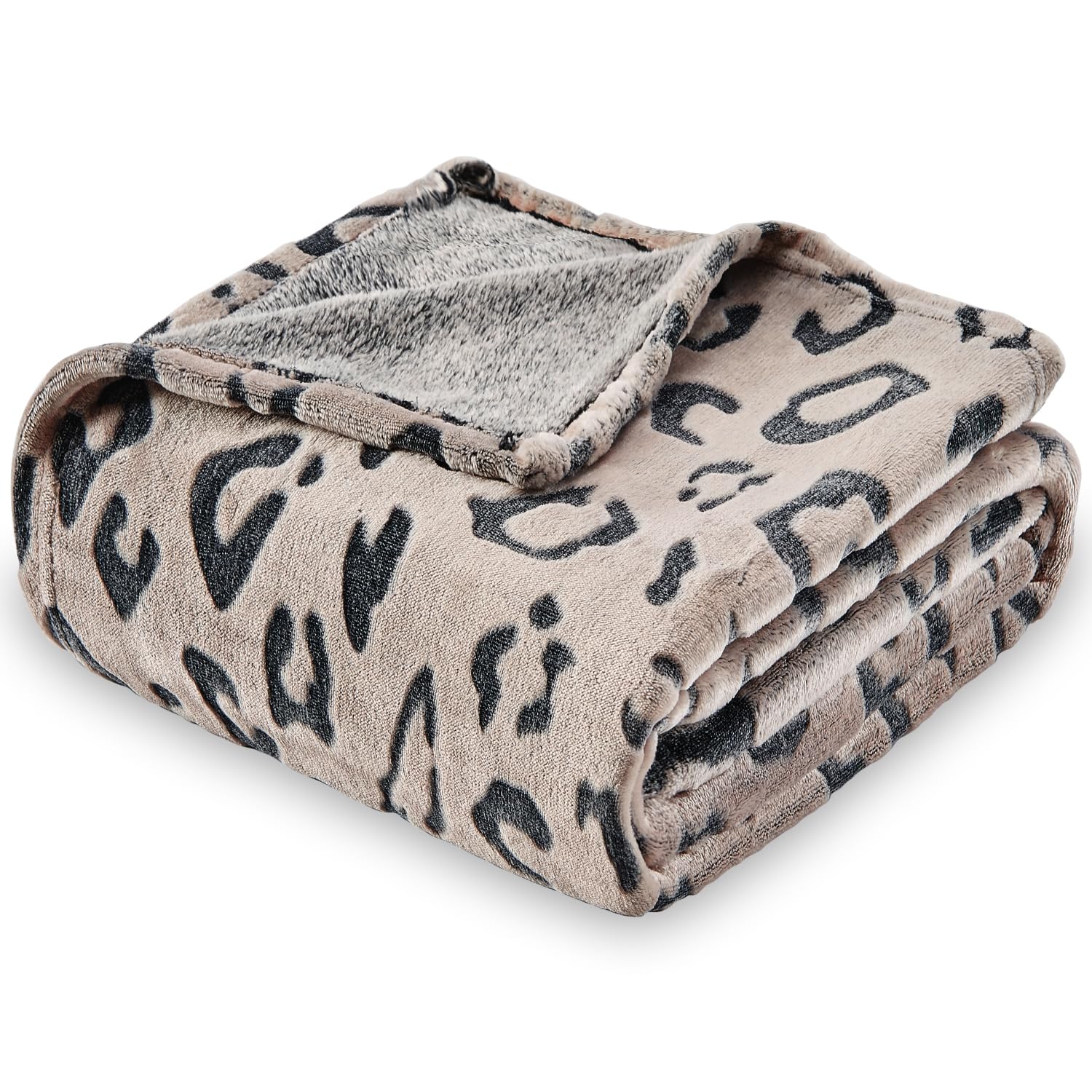 SOCHOW Uragiri Flannel Fleece Throw Blanket, Lightweight Super Soft Cozy Plush Bed Blanket, 127cm × 150cm, Chocolate Leopard