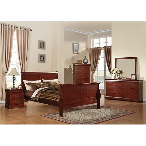 Amazon Com Acme Furniture Louis Philippe Iii 4 Piece Cherry
