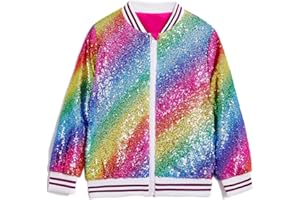 CHENBAO Girls Sequin Jackets Kids Boys Bomber Jacket Zip Up Coat Sparkle Outwear Birthday Clothes