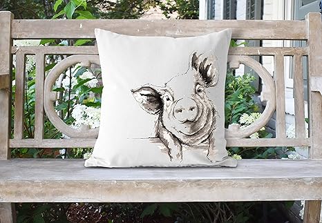 Amazon.com: Watercolor Pig Almohada de 18 x 18 almohadas ...