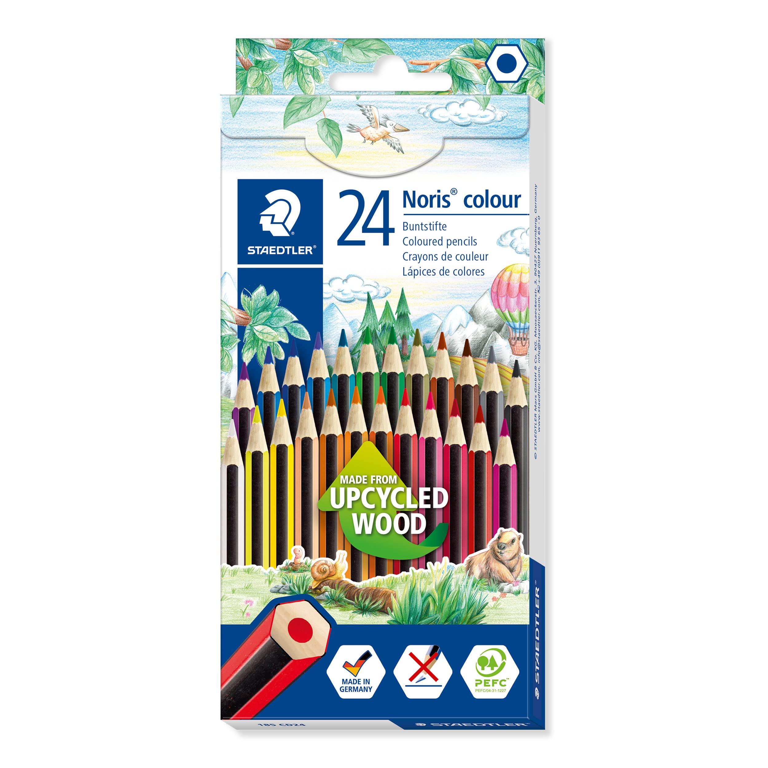Staedtler - Noris Colour 185 - Double Layer 24 Colour Wopex Crayons Cardboard Case Assorted Colours