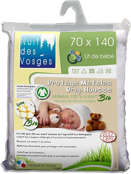 Nuit Des Vosges Protege Matelas Molleton Bio Pour Lit Bebe 100 Coton Blanc 70 X 140 Cm Amazon Fr Cuisine Maison