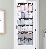 MISSLO Hanging Shoe Rack Over Door Organizer 24 Mesh Pockets Black view 5