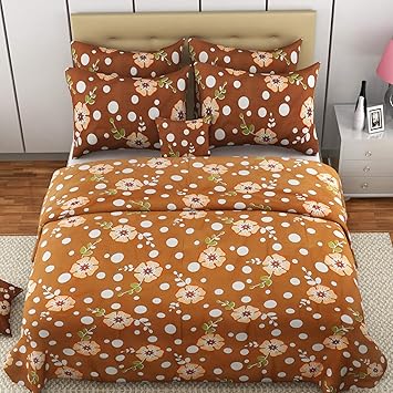 MAFATLAL Superfine Series, Pure Cotton Soft Finish Easy to Wash 220 TC Premium Bedsheets for Double Bed with 2 Pillow Covers, Luxurious Bed Sheet Set (Brown Orchids)